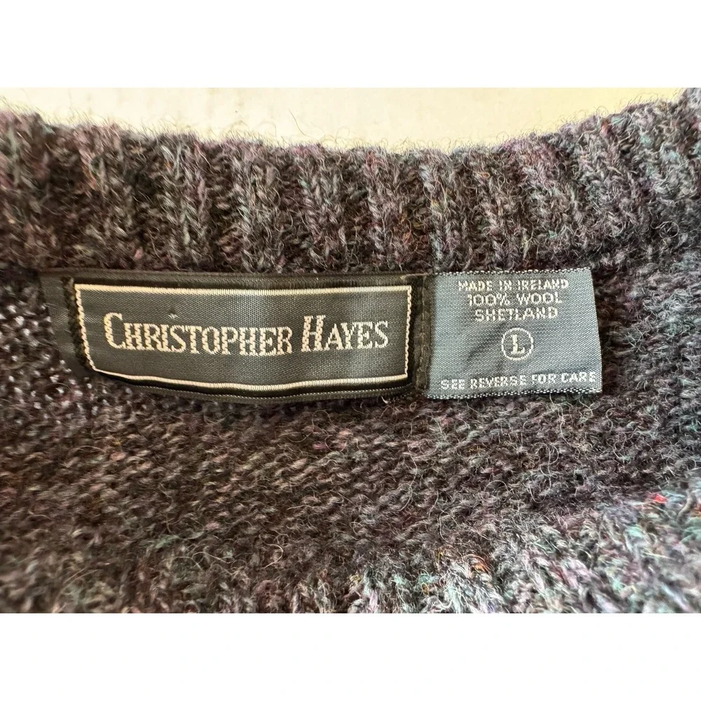 Christopher Hayes Wool Sweater Mens Large Argyle Diamond Made in Ireland Vintage